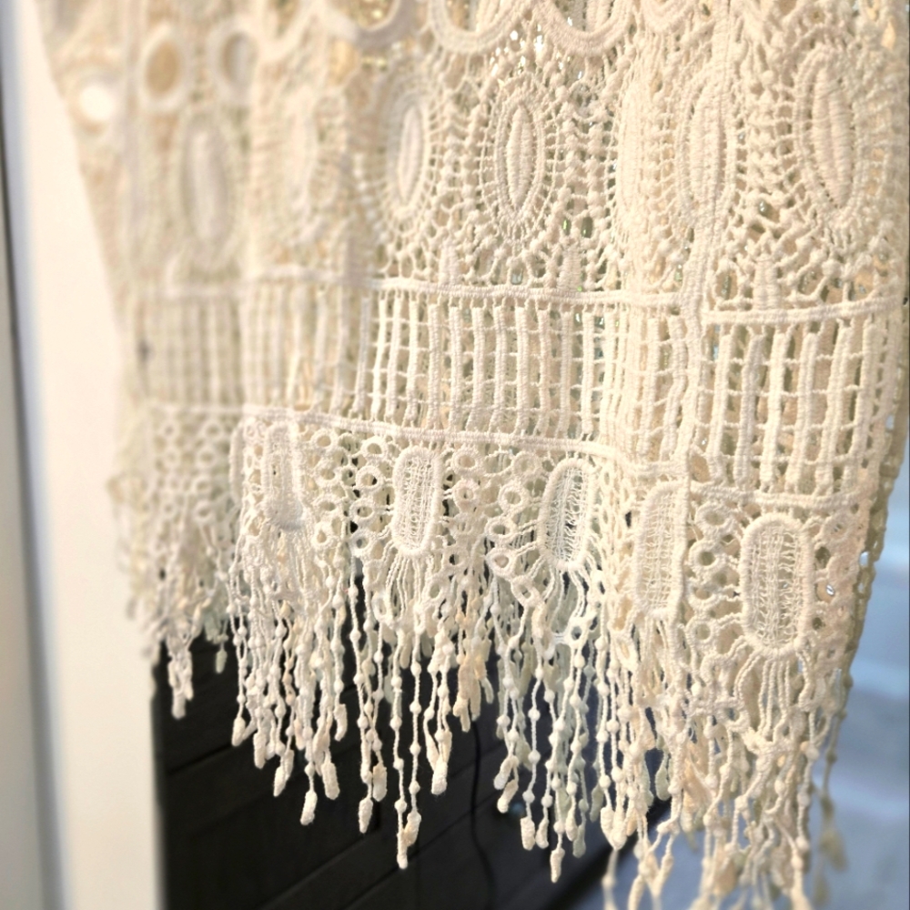 Cream Crochet Fringe Tank Top - Picture 5 of 7